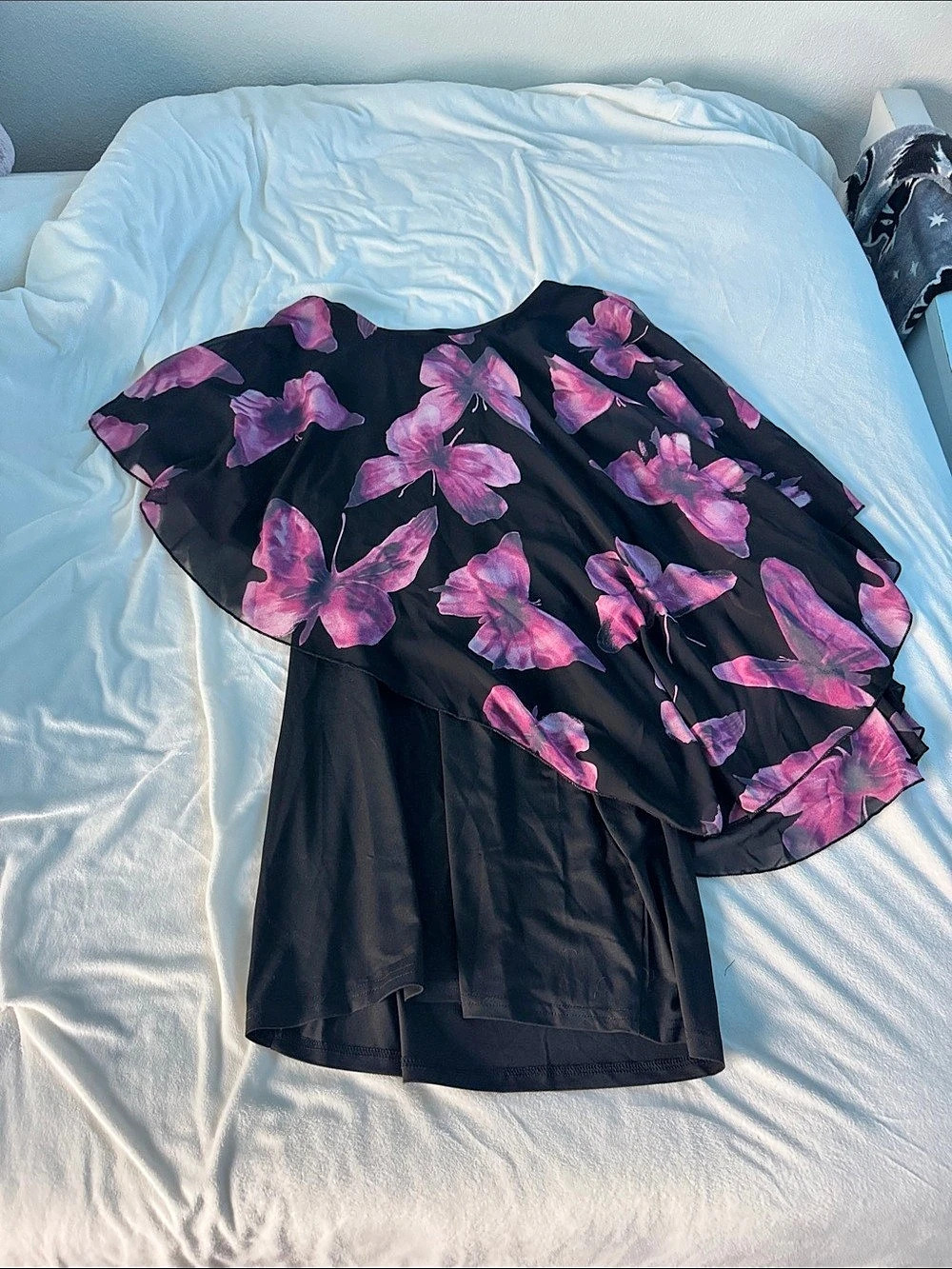 Floral Mini Dress in Black & Pink Like New